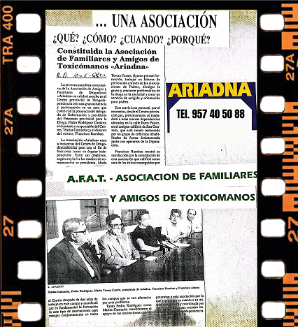 Recorte de prensa de la fundación de la Asociación de Familiares y Amigos de Toxicómanos «Ariadna»